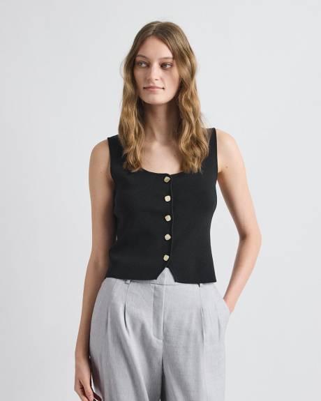 Cropped Buttoned-Down Sweater Vest