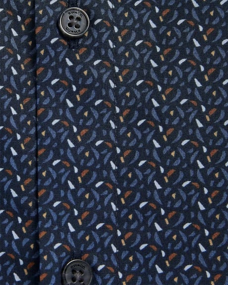 Short-Sleeve Navy Shirt with Geo Pattern