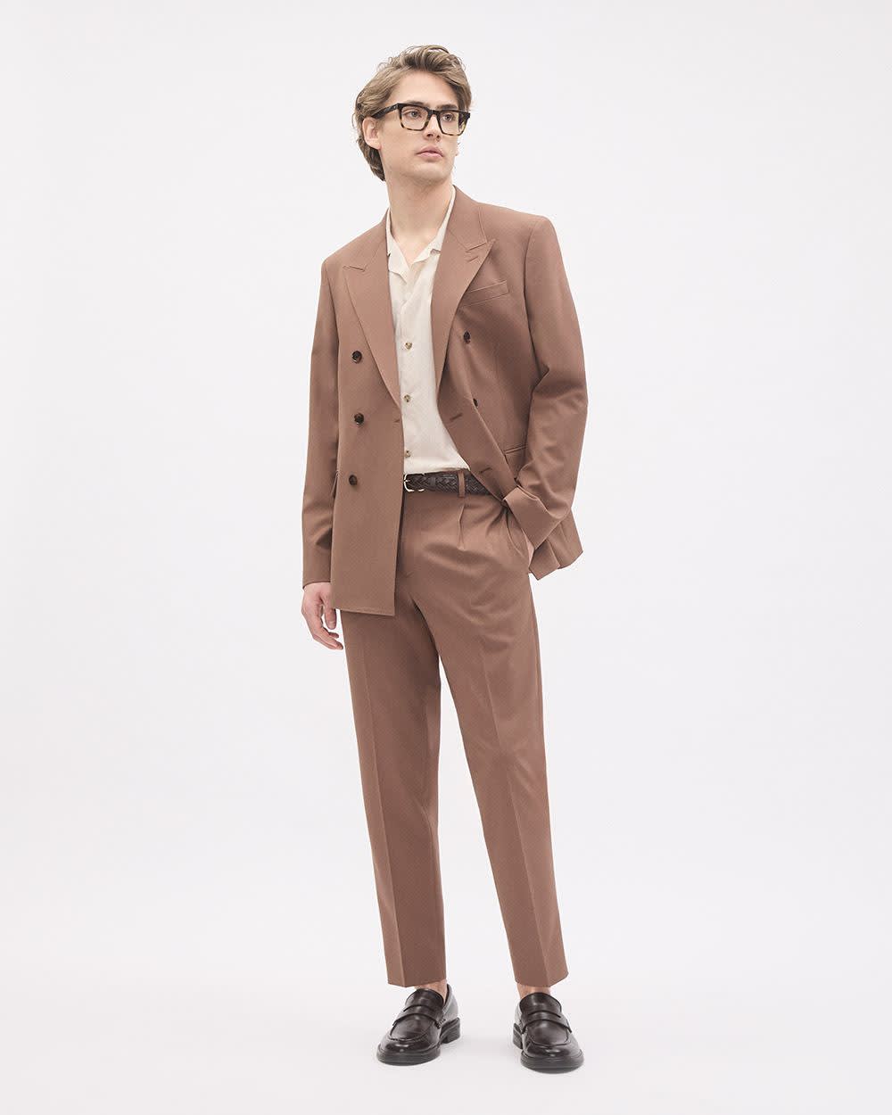 Tapered-Leg Terracotta Suit Pant