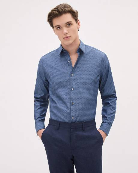 Chemise Habill&eacute;e &agrave; Coupe Ajust&eacute;e en Serg&eacute;