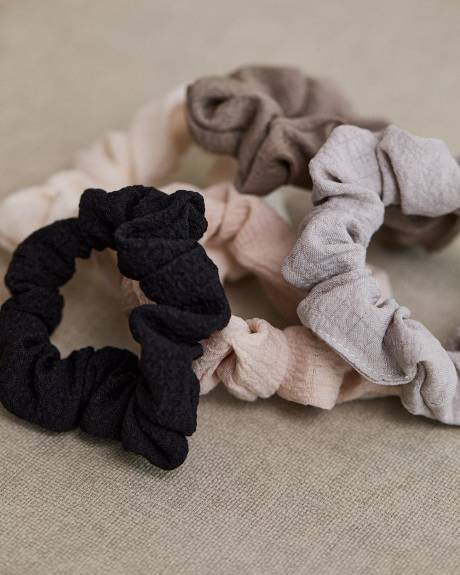 Small Textured Scrunchies - Set of 5