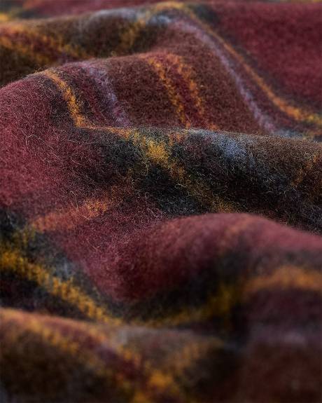 Plaid Wool Scarf with Fringes