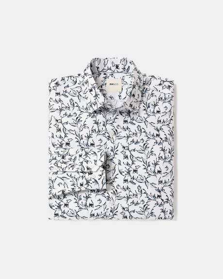 Chemise Habillée à Coupe Étroite à Motif Feuillagé Style Aquarelle