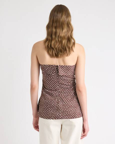 Linen-Blend Straight-Neck Tube Top