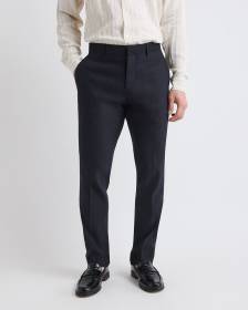 Slim-Fit Black Linen-Blend Suit Pant