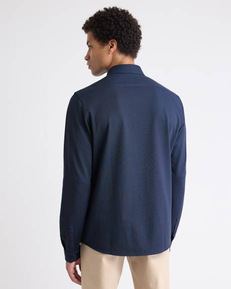 Long-Sleeve Piqué-Knit Shirt