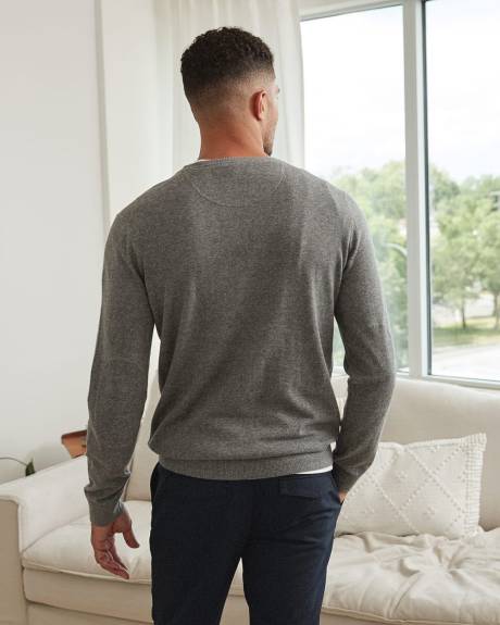 Crew Neck Sweater with Elbow Patches