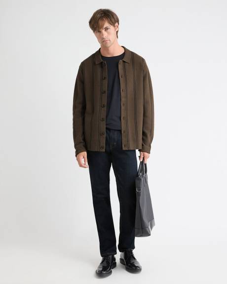 Shirt-Collar Cardigan Sweater with Milano Stitches