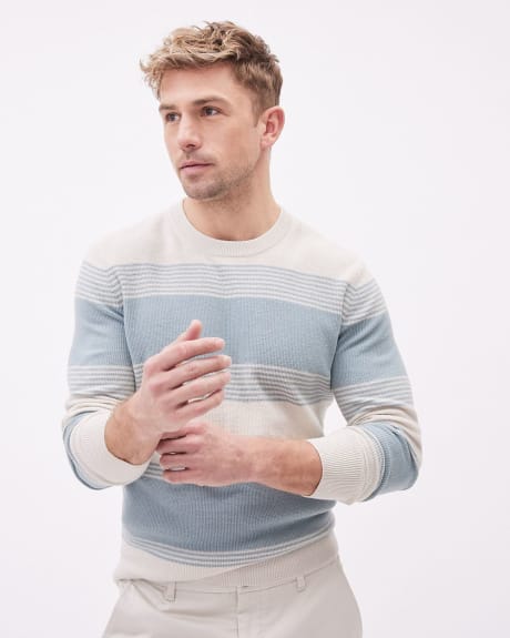 Striped Long-Sleeve Crew-Neck Sweater