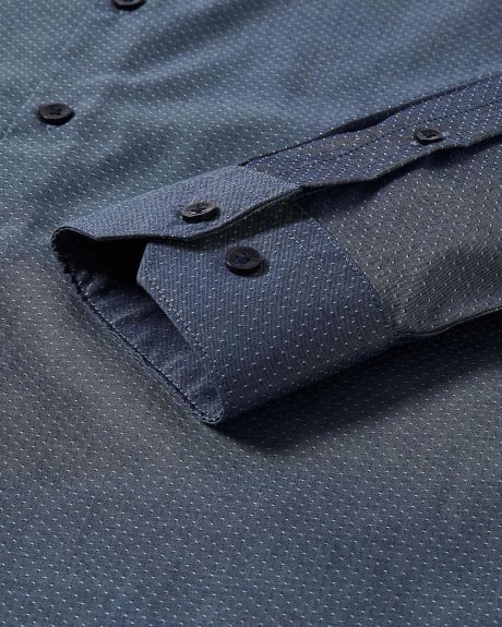 Slim Fit Dobby Dress Shirt with Dots