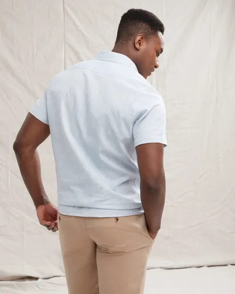 Tailored Fit Linen-Blend Short Sleeve Shirt
