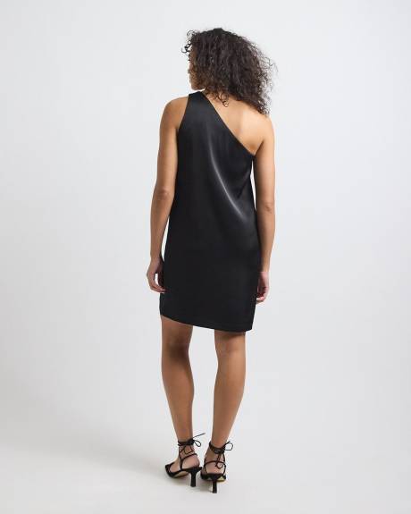 One-Shoulder Satin Mini Cocktail Dress