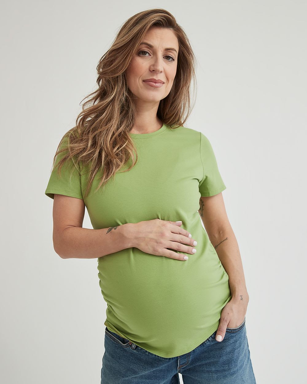 Solid Organic Cotton Crew-Neck T-Shirt - Thyme Maternity