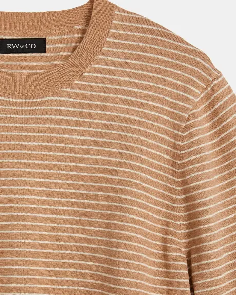 Linen Blend Crew-Neck Short Sleeve Sweater