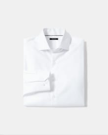 Slim fit dress shirt with wide spread collar