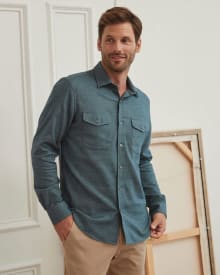 Regular Fit Solid Twill Flannel Shirt