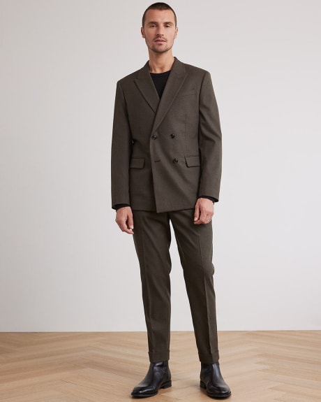 Tailored-Fit Double-Breasted Dark Brown Suit Blazer