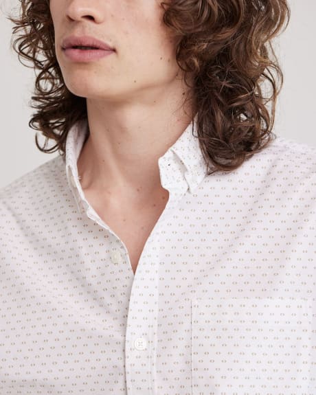 Slim-Fit Cotton Oxford Shirt with Geo Pattern
