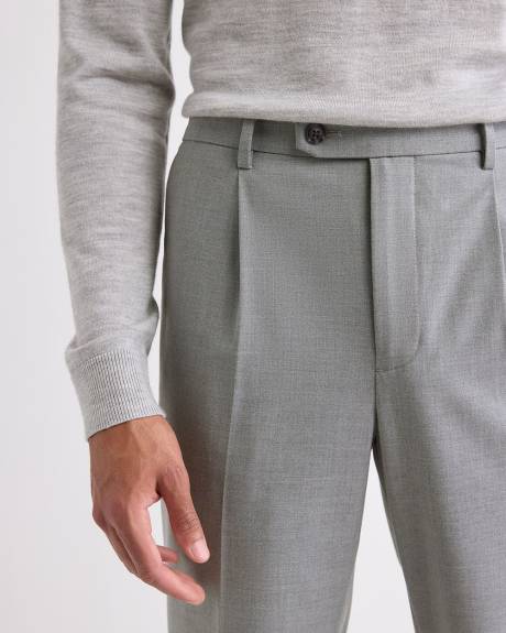 Pantalon Habillé à Jambe Fuselée Plissée en Mélange de Laine