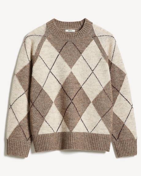 Long-Sleeve Crew-Neck Intarsia Sweater
