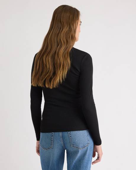 Haut Henley C&ocirc;tel&eacute; &agrave; Manches Longues