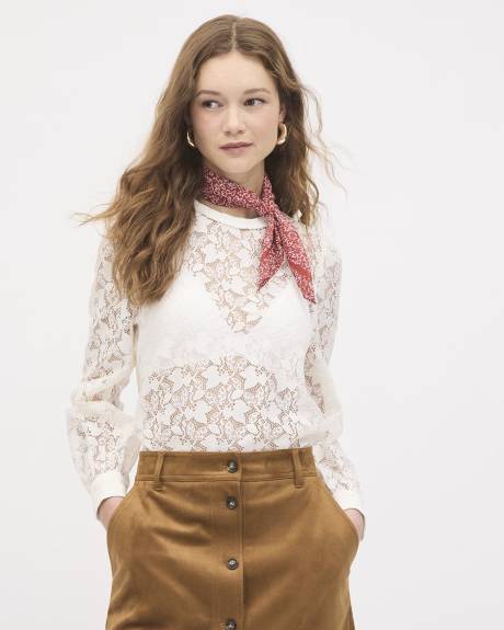 Long-Sleeve Lace Blouse
