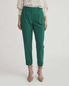 Emerald Green High-Waist Tapered Ankle Pant - 27"