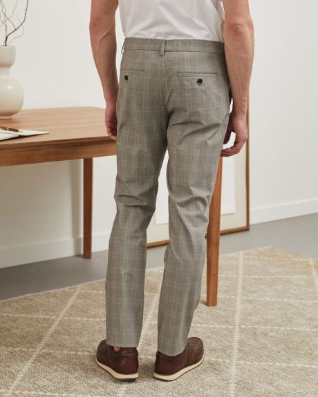 Slim Fit Beige Checkered Pant - 32"