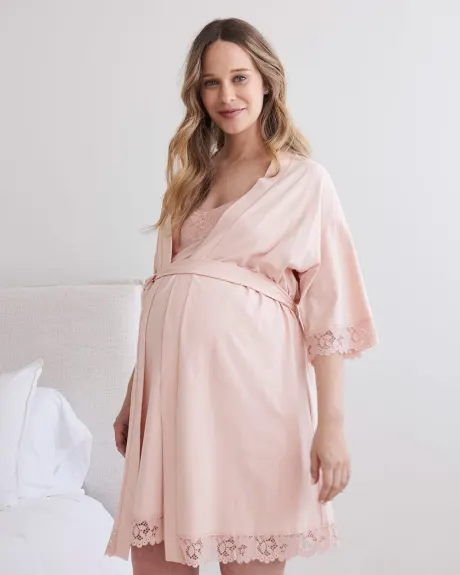 Jersey Bathrobe with Lace Trims - Thyme Maternity