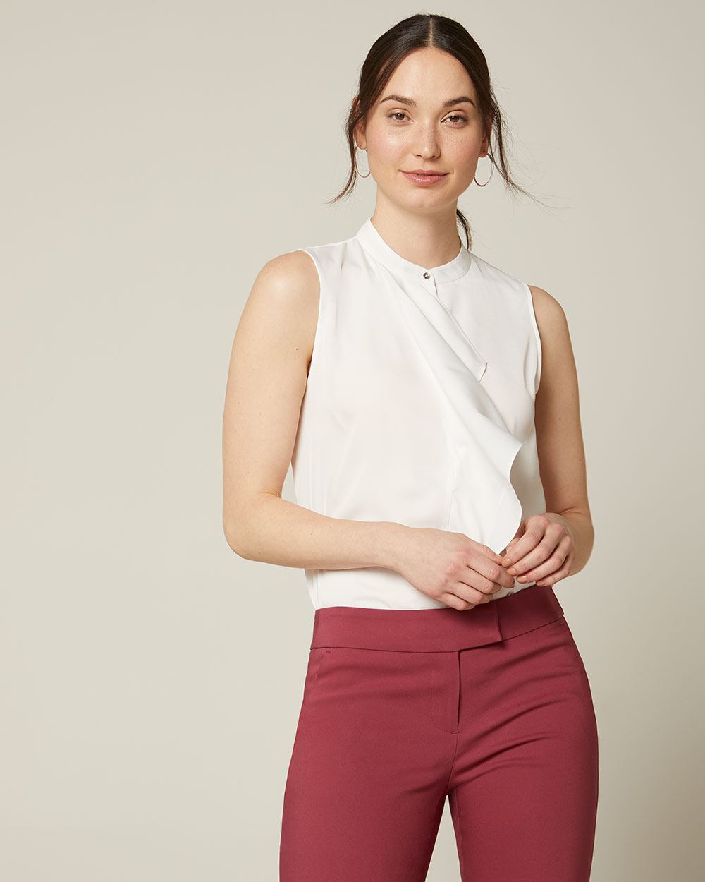blouse with front ruffles