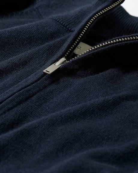 Pull à Col Montant à Demi-Zip et Manches Longues