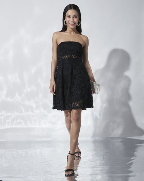 Lace Fit and Flare Sleeveless Cocktail Dress