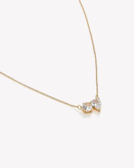 Collier Court avec Pendentif à Deux Zircons