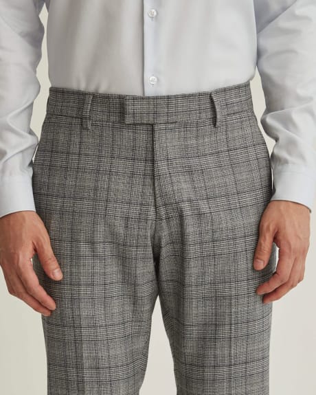 Slim Fit Light Grey 40-Hour Suit Pant with Blue Checkered Print