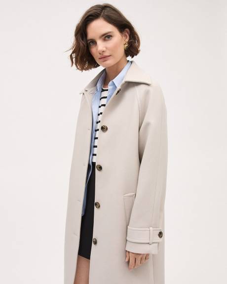 Manteau Trench en Serg&eacute; &agrave; Col Chemisier