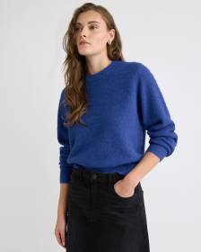 Long-Sleeve Crew-Neck Fuzzy-Knit Sweater