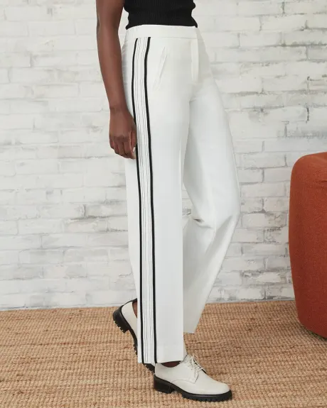Mid-Rise Wide White Flowy Pants - 32"