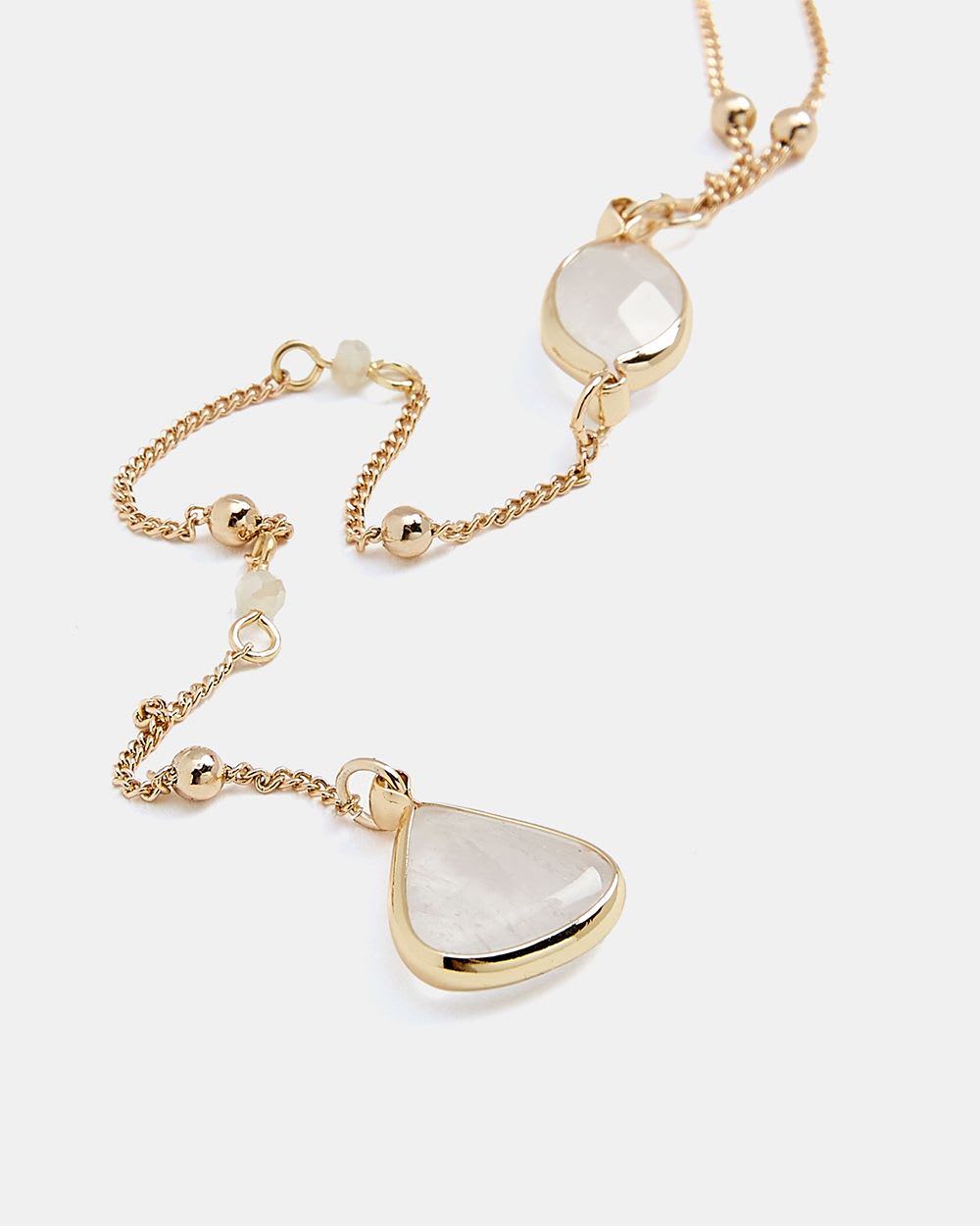 Y Shape Long Necklace with Clear Bead Pendant RW&CO.