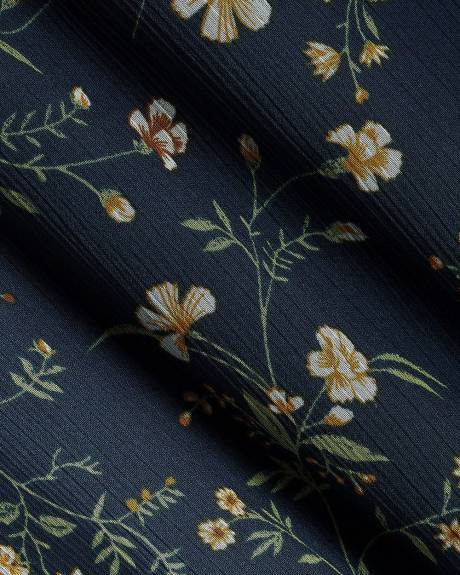 Short-Sleeve Buttoned-Down Chiffon Dress with Shirt Collar