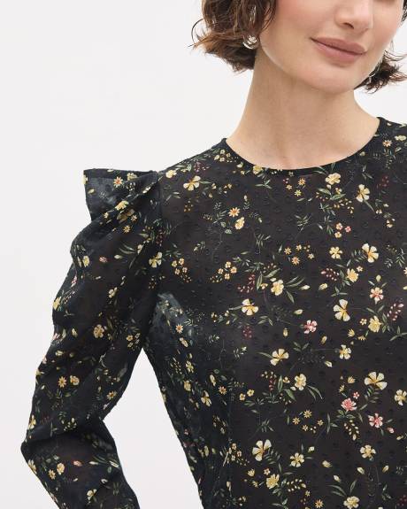 Floral Long-Sleeve Peplum Blouse