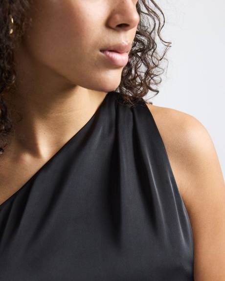 One-Shoulder Satin Mini Cocktail Dress
