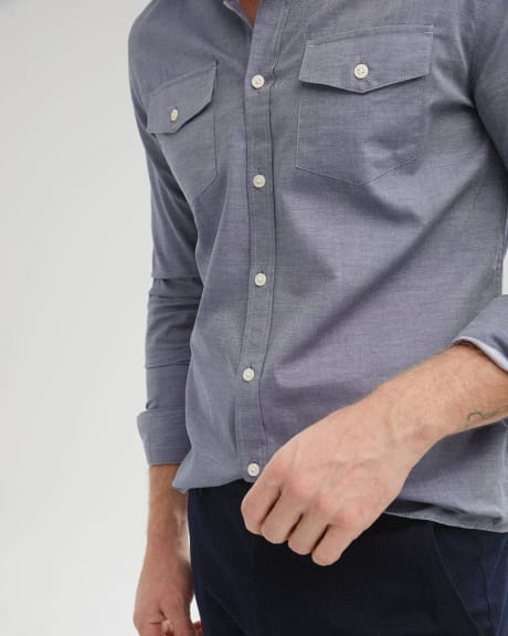 Tailored Fit Chambray Shirt with Pockets