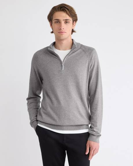 Long-Sleeve Half-Zip Mock-Neck Sweater