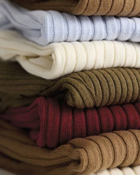 Pull Polo Côtelé à Manches aux Coudes