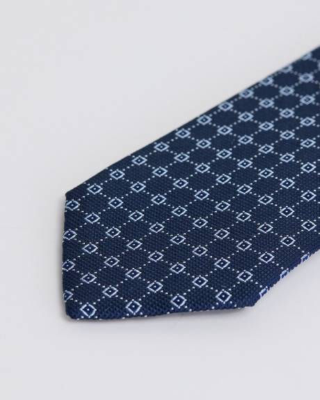 Cravate Régulière Marine à Motif Géométrique Carré