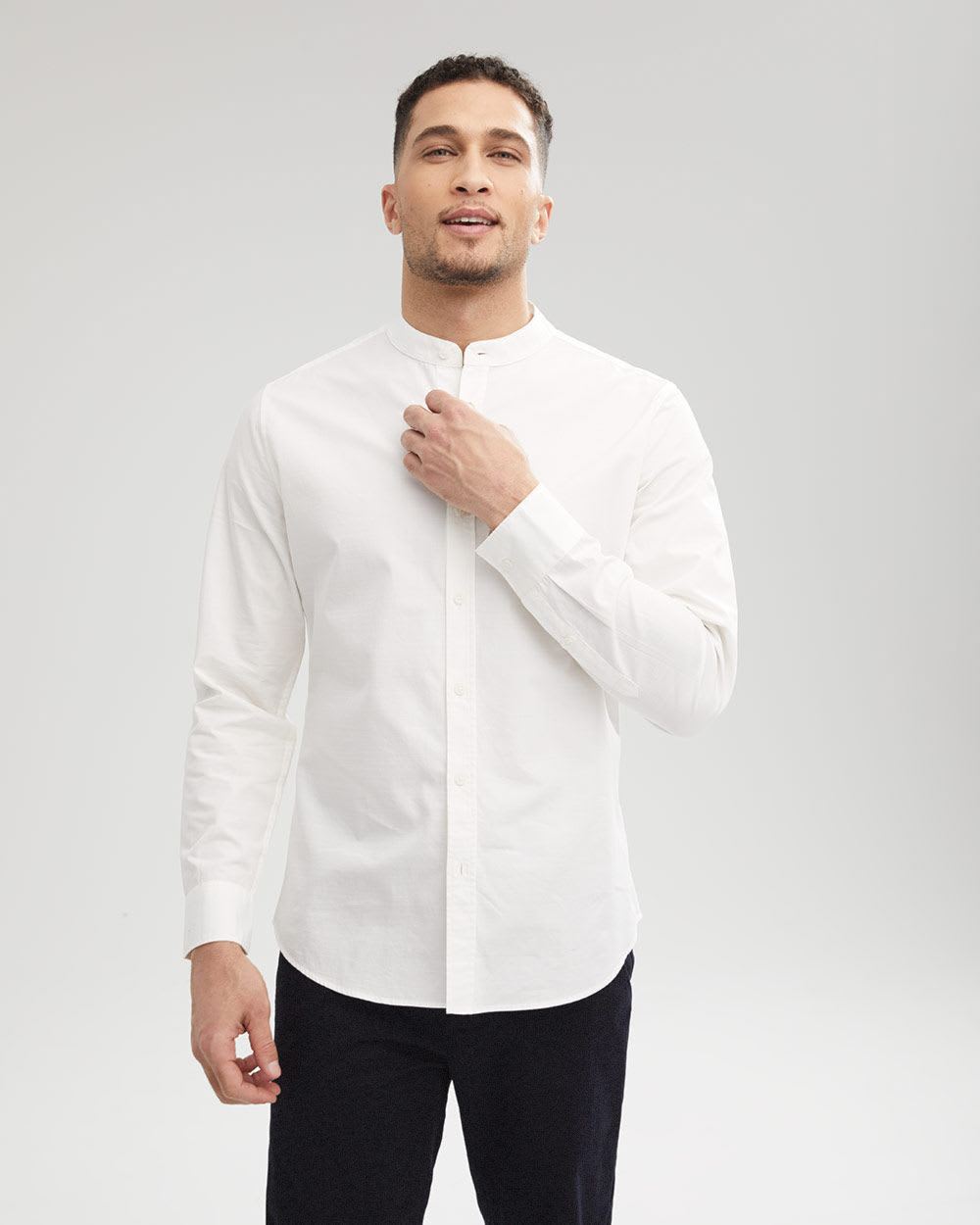 RW & CO Tailored Fit White Band Collar Shirt - 446863