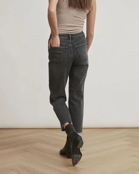 Dark Grey Wash High-Waist Straight Ankle Jeans - 27"