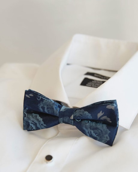 Navy Bow Tie with Blue Flowers