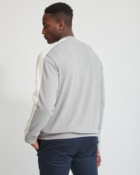 Crew-Neck Sweater with Colour Band on Sleeves