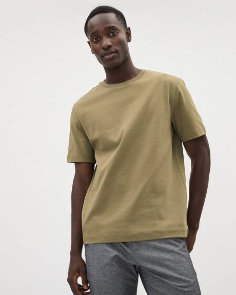 Refined Solid Interlock Cotton Crew-Neck Tee